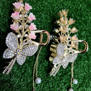 کلیپس گل و پروانه فلزی